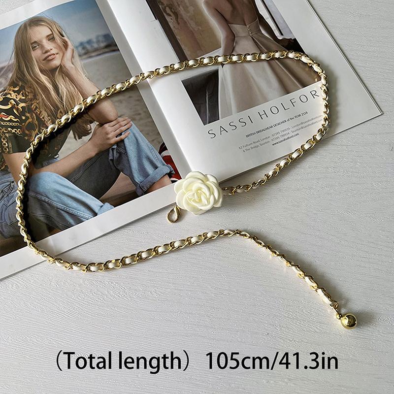 Жемчужная цепочка на талию для женщин Декоративные цветы Тонкий пояс-цепочка для женщин Юбка Повседневная Сладкий ветер