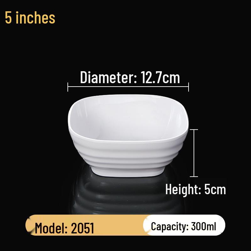 Набор квадратных меламиновых мисок: Идеально для хот-пота, соусов, риса, каши и супа - для коммерческого и ресторанного использования.