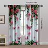 Elegant Butterfly And Pink Rose - Printed Curtains, Suitable For Bedroom And Living Room Home Decoration