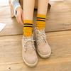 Хорошие школьные носки Harajuku Retro Cute Cotton Sox, желтые, женские, полосатые, высокие, свободные, для круглой формы, забавные, белые, красочные, дизайнерские, японские девушки