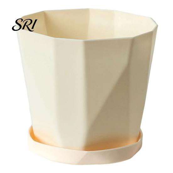 Contemporary Flower Pot Plant with Drainage Holes Decorative Planter Matching Saucer for Home Modern Indoor Outdoor Use Pothos Aloe