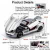 1:24 SLR 722S ONE Модель автомобиля Игрушка Колесо Руль Музыка Свет Оттяжка Регулируемый Хвостовой Спойлер Модели Сплав Литье под Давлением Игрушки для Мальчиков