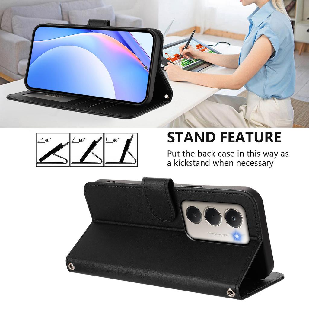 Для Xiaomi Redmi 15 4G (США) (171 мм) Чехол-кошелек с RFID-блокировкой, из телячьей кожи с текстурой, подставка, чехол для телефона со шнурком