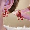 Chinese Style Red Pony Earrings Cartoon Horse Horse Mascot Drop Earrings  Party