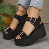 Fashion 2025Women's Wedge Sandals Retro Belt Buckle Casual Platform Sandals for Women Thick Bottom High Heels Sandals Sandalias De Mujer