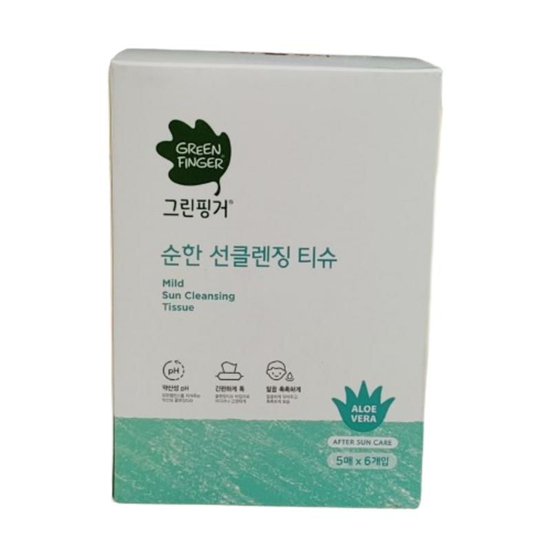 Green Finger Мягкие Очищающие Салфетки от Солнца 5 Листов x 6 шт., Упаковка 5 Листов, 5 салфеток, 6 шт.