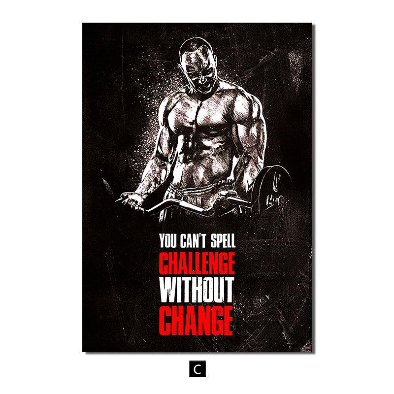 Постеры для фитнеса, мужчины и женщины, черно-белые современные холсты, настенные художественные принты, живопись, мотивирующие цитаты, картина для спортзала, украшение для дома