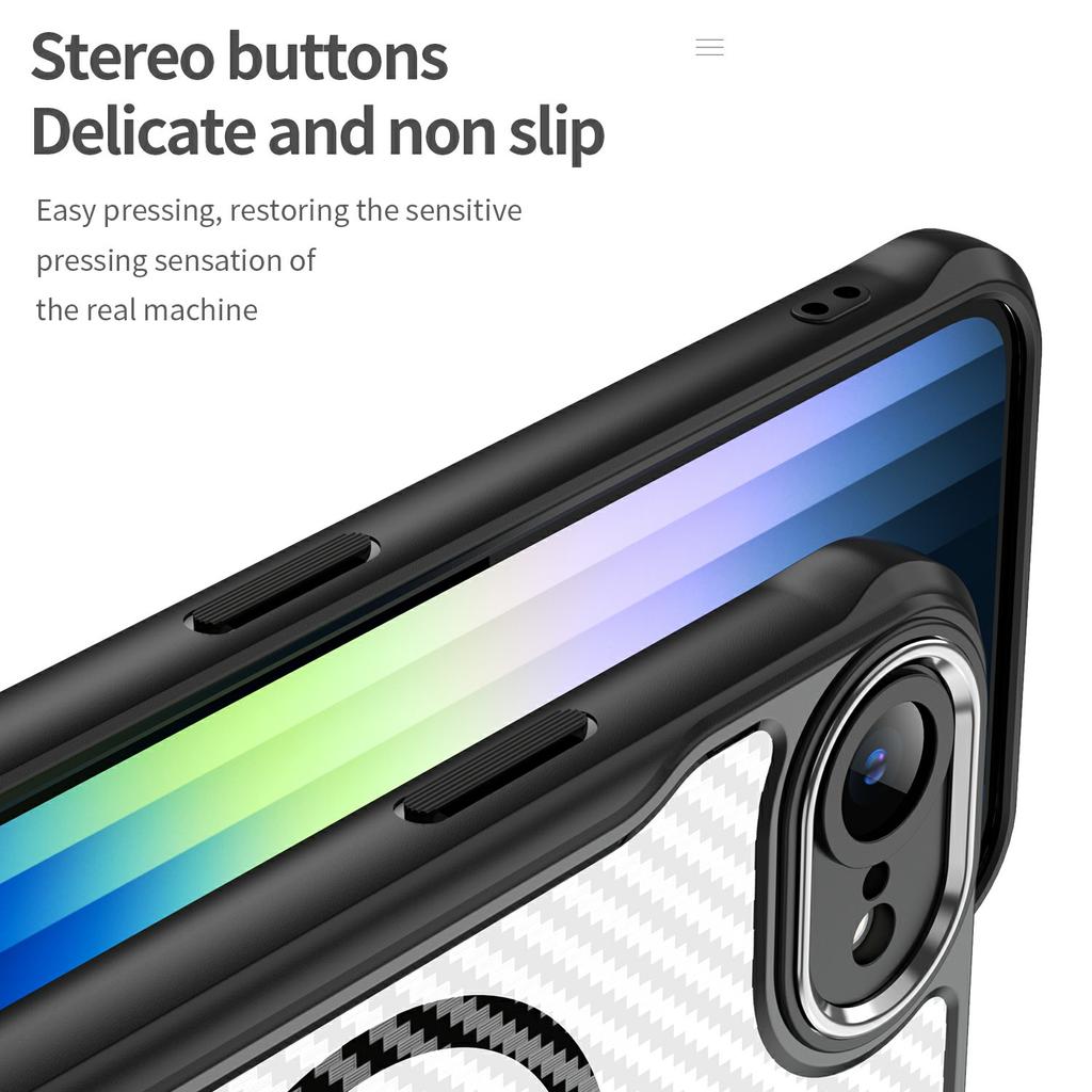 For iPhone 16e Case Compatible with MagSafe Hybrid Phone Cover Carbon Fiber