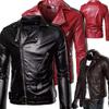 Мужская кожаная куртка из искусственной кожи с откидным воротником, мужская мотоциклетная кожаная куртка в стиле панк, кожаная куртка-кардиган