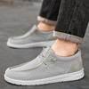Men Canvas Shoes Black Driving Shoes Casual Grey Wide Head Cloth Shoes for Farther Plus Size Lightweight