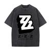 Zenless Zone Zero Игровой Логотип Дизайн Арт Свободный Однотонный Потертый Футболка Американский Повседневный Свитшот с Круглым Вырезом