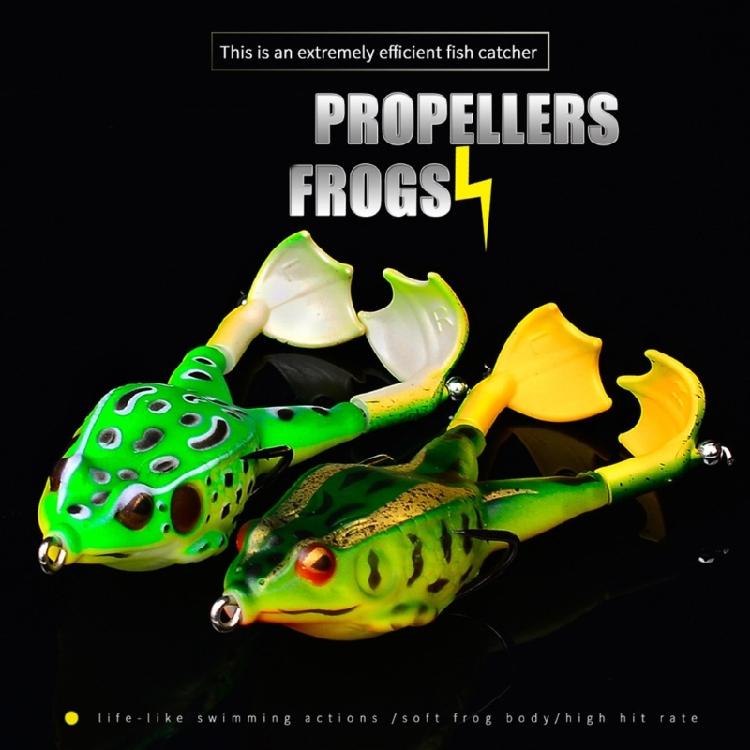 3Pcs Soft Fishing Lures Propeller 3D Fishing Baits Frogs Topwater Swimming Lures Double Hook Frogs Baits Artificial Baits