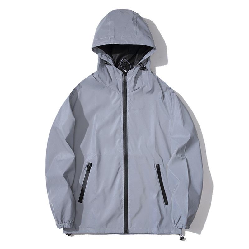 Unisex Full Reflective Hooded Windbreaker for Cycling and Night Running