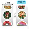 500 штук/рулон Наклейка в рулоне Наклейка Новый продукт Мультяшный гриб Креативный материал для блокнота Самоклеящаяся наклейка-пломба