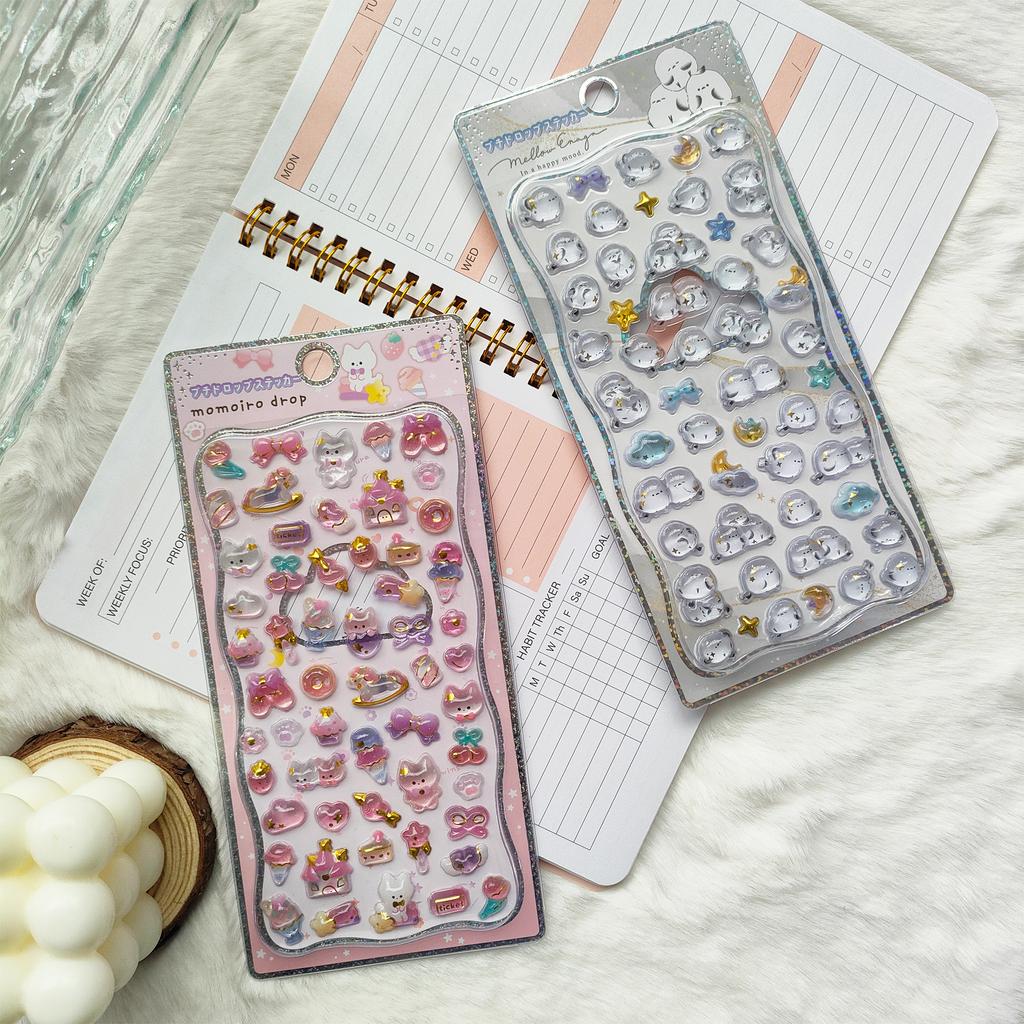 Kawaii Cute Animal Stickers - 1/2Pcs Mini 3D Relief Decals for School Diary Stationery DIY Girls Exchange Gifts