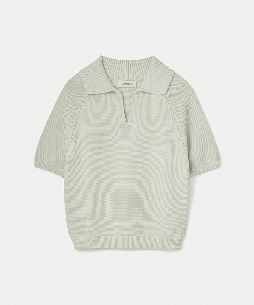 UMARMUNG Pure Cotton Half Sleeve Collared Pullover_Mint