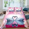 Swan Bedding Set Romantic Flowers Duvet Cover King Birds Wildlife Quilt Cover for Couple Lady Man Wedding Festival Party Decor
