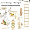 8Pcs Set Wood Parrot Set Bell Perch Hanging Hammock Combination Bird Swing Climbing Ladder Parrot Training Cockatiel