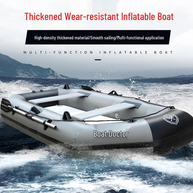 Прочная надувная резиновая лодка-каяк с жестким дном для рыбалки и спасения на воде