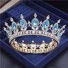 Винтажная фиолетовая хрустальная круглая свадебная диадема королевская королевская королевская корона тиары невесты головной убор выпускные короны украшения для волос