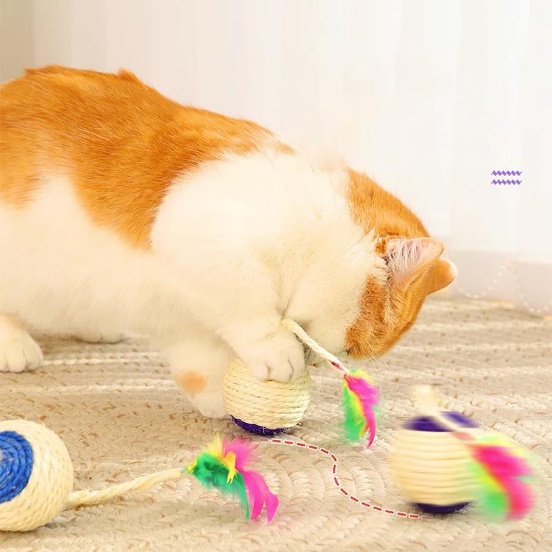 HOOPET Cat Sisal Rope Weave Ball Teaser Play Chewing Scratch Catch Toy Interactive Scratch Chew Toy For Pet Cat Dog Supplies
