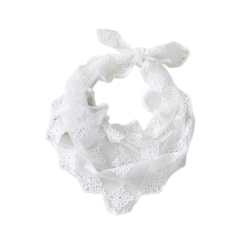Summer Fashion Transparent Lace Embroidered Triangle Scarf Women's Hollow Scarf Floral Scarf for Women
