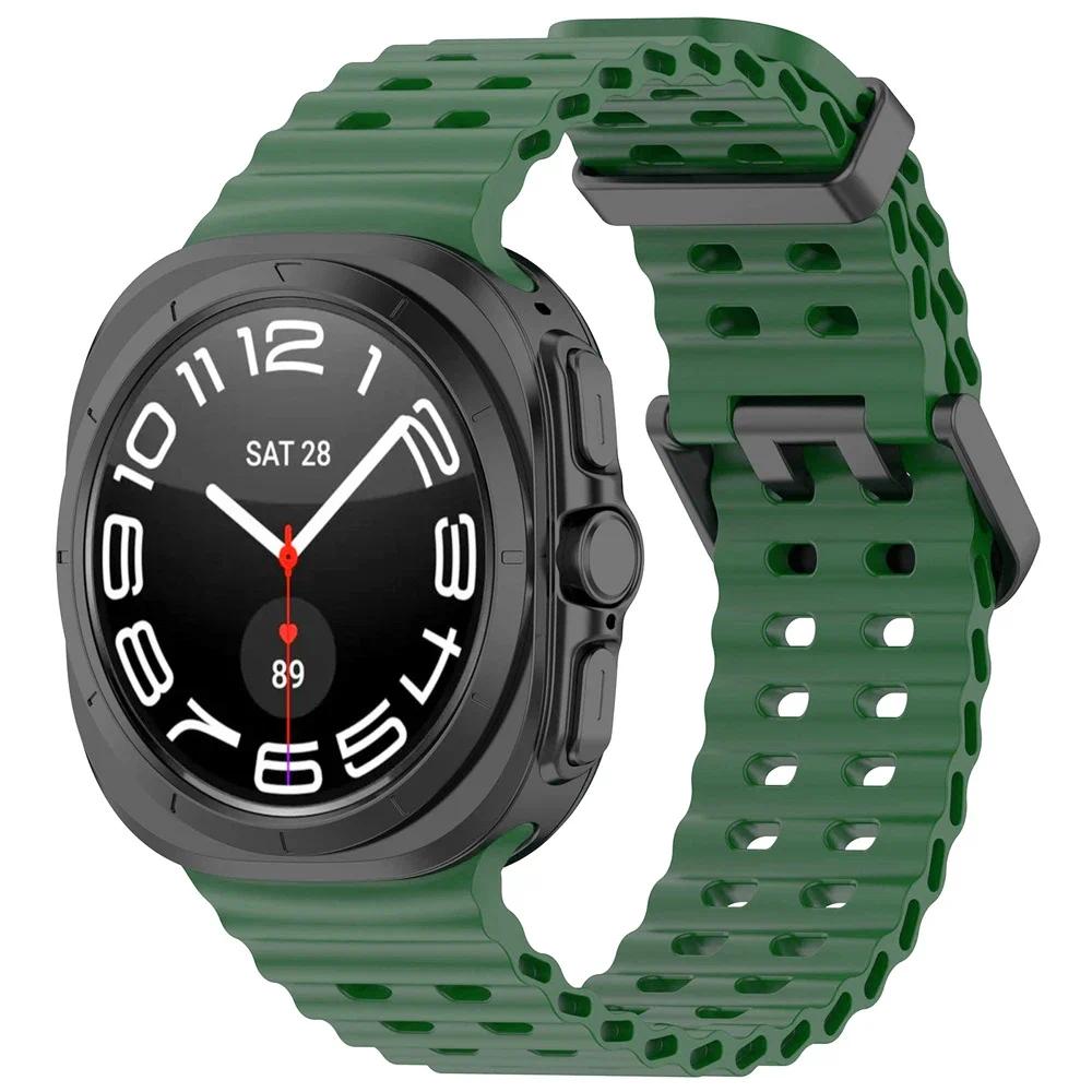Спортивный ремешок для Samsung Galaxy Watch Ultra 47 мм силиконовый Браслет БЕЗ ЗАЗОРОВ Аксессуары для часов Ocean Watch7 47 мм Ремешок