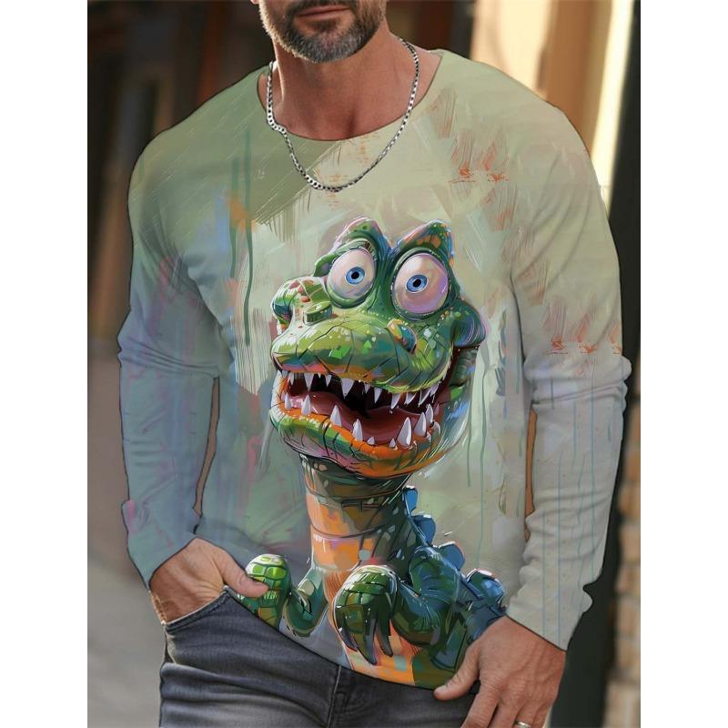 Модная мужская футболка с 3D-принтом с рисунком животного тигра волка, осенняя новинка, мужская футболка с длинными рукавами, повседневный пуловер оверсайз, топы