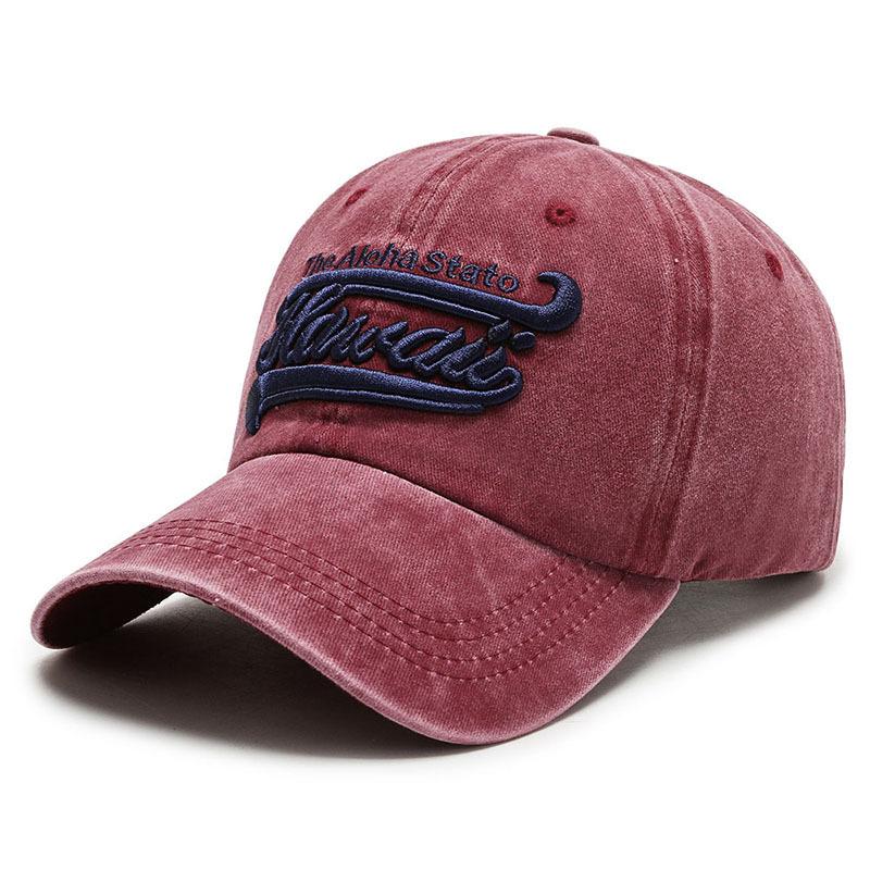 Hat Men's Spring and Autumn Washing Embroidered Alphabet Baseball Cap Retro Peaked Cap Women's Casual Shade Sports Sun Hat