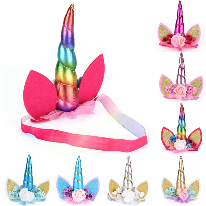 1 шт. Блестящая повязка на голову с рогом единорога для детей, аксессуары для волос на вечеринку с единорогами, декоративные