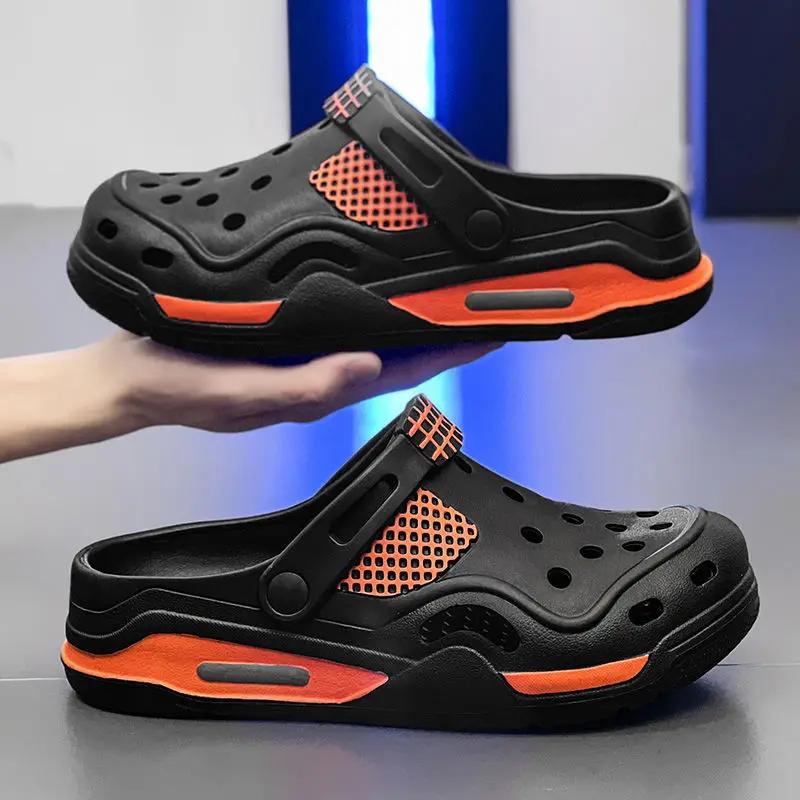 Модные шлепанцы с отверстиями на платформе, мужская обувь, уличная, дизайнерская, роскошная, трендовая, 2025, оригинальная, модная, элегантная, взрослая, стиль из ЭВА-резины, мужские тапочки