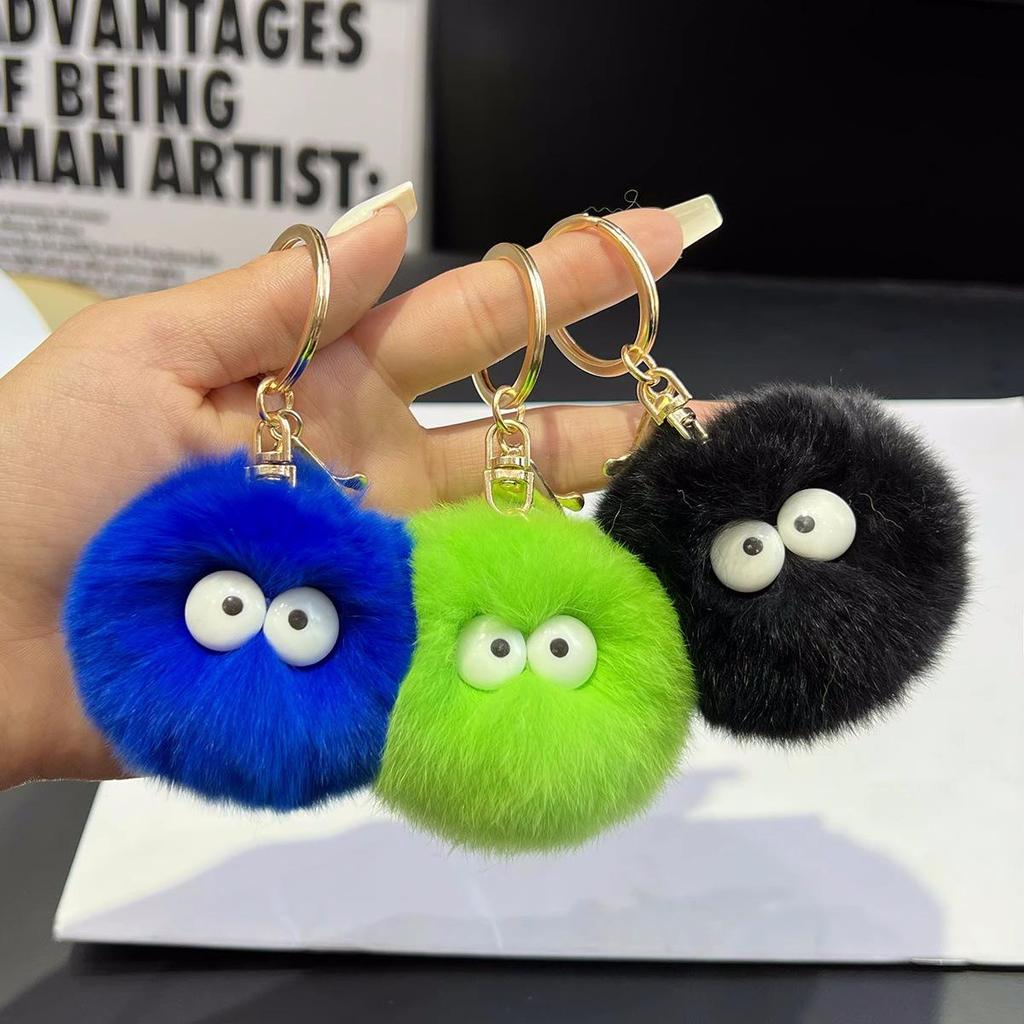 Cute Plush Coal Ball Charm: Keychain & Backpack Accessory