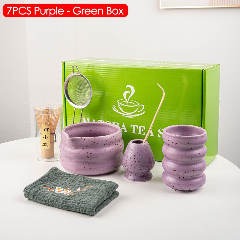 4/5/6/7/8 шт. Белый/Зеленый/Синий/Фиолетовый Венчик для чая матча Чайная посуда Японская церемония Бамбуковый чайный инструмент Изысканный набор для матча для чайного сервиза