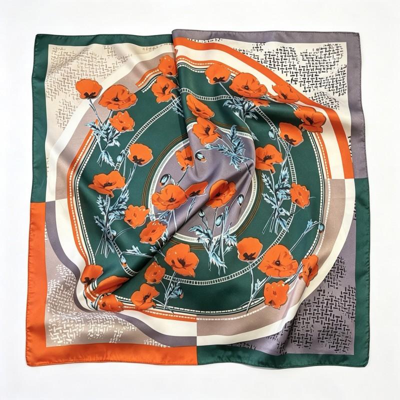70x70cm Nylon Square Scarf Women Vintage Print Lightweight Accessory Office Casual Hair Styling