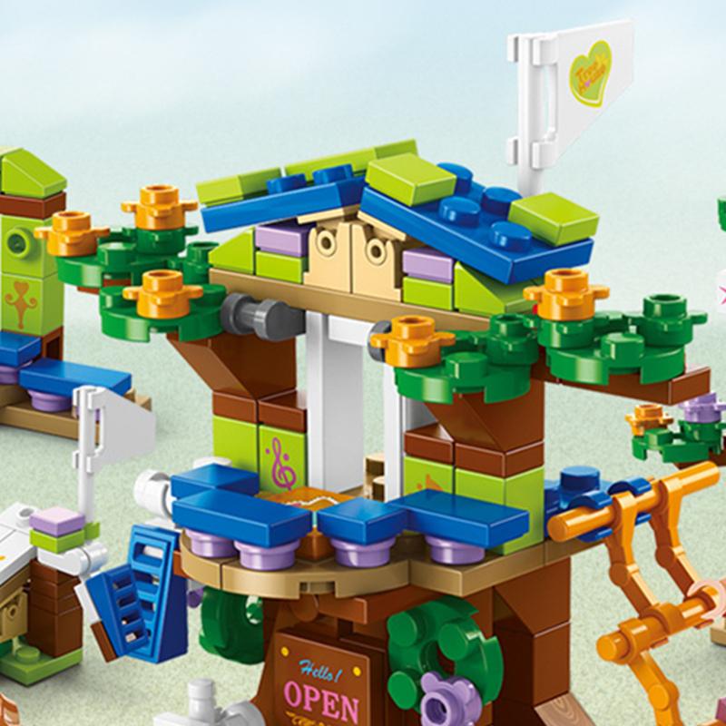 6в1 НОВЫЙ Домик на дереве TreeHouse Замок для девочек Комната Лазание Горка Классическая модель Наборы строительных блоков Кирпичики Игрушка Город