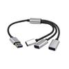 Удлинительный кабель USB 2.0, адаптер-разветвитель 1 к 3 с портом USB C для передачи данных и зарядным кабелем, гибкий кабель
