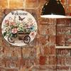 1pc 8x8 Inch Fantasy Animal Round Welcome Sign Waterproof HD Printed Floral Butterfly Door Hanger Wall Decor