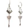 [J6719] - Silver 'Keys of Mysteries' Designer Hoop Earrings