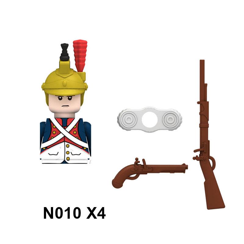 4pcs Military Building Blocks Medieval Knights Duke Marshal Figures Napoleonic Wars Weapons Sword Flags Shoulder Armor Cape Brick MOC