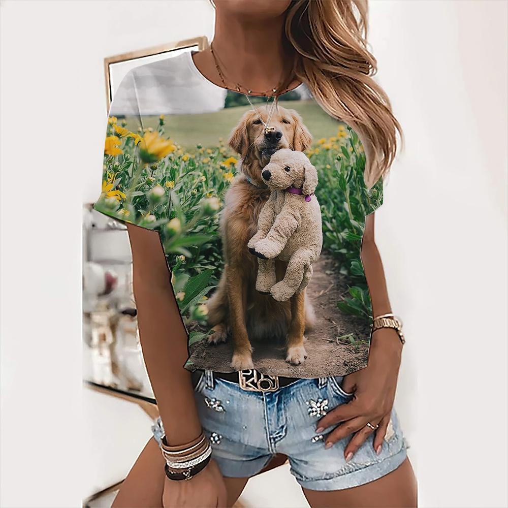 Милые топы с собаками, женская праздничная футболка с надписью «Love Dog Day», модная футболка с животным принтом, женская футболка Kawaii, летняя повседневная одежда с круглым вырезом