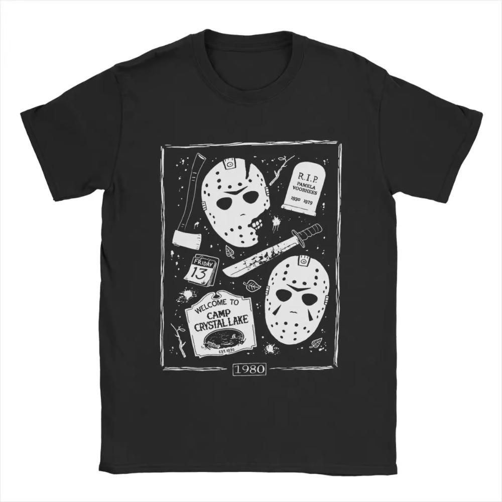 Мужские футболки с изображением фильмов ужасов Welcome Campers, 100% хлопок, потрясающая футболка с коротким рукавом и круглым воротником, оригинальные футболки