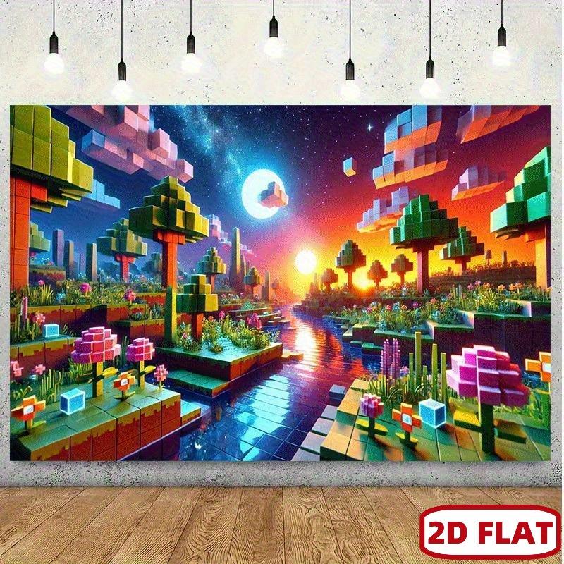 2D plane, 1-piece vintage video game celebration banner, suitable for birthdays and game events