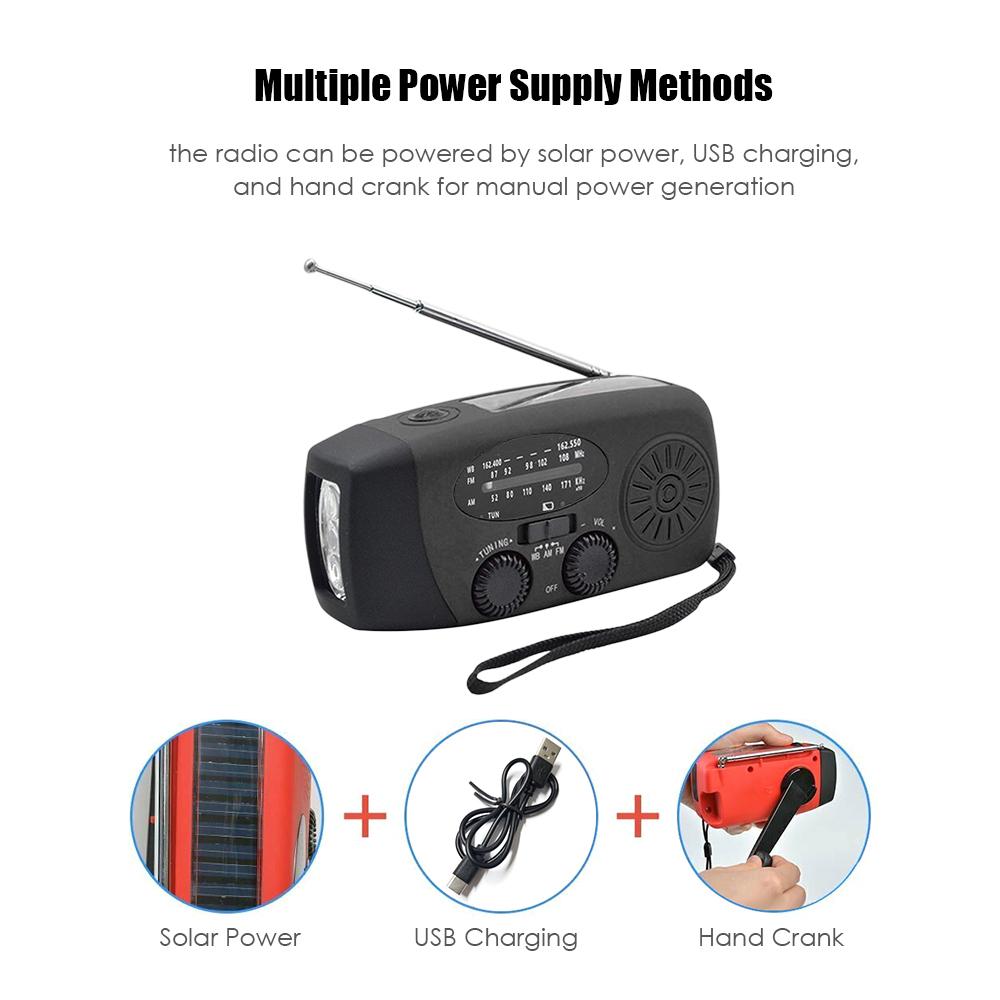 Emergency Hand Crank Radio with LED Flashlight for Emergency AMFM NOAA Portable Weather Radio