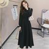 Korean Style Autumn/Winter Long Sleeve Waisted Sweater Dress for Women - Trendy Round Neck Design