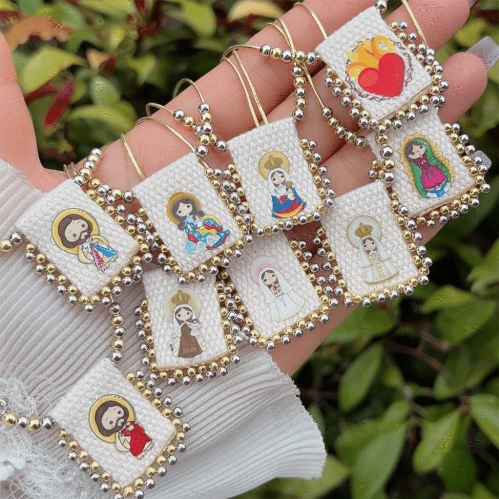 Cartoon Design Catholic Necklace Mini Size Virgin Mary Pendant Necklace for Men and Women
