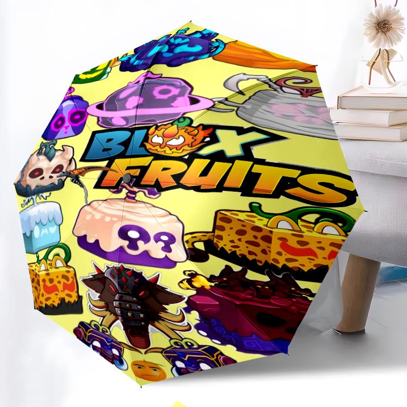 Модный автоматический складной зонт Blox fruit с открытием/закрытием. Портативный и складной, идеально подходит для подарка, путешествий и повседневного использования.