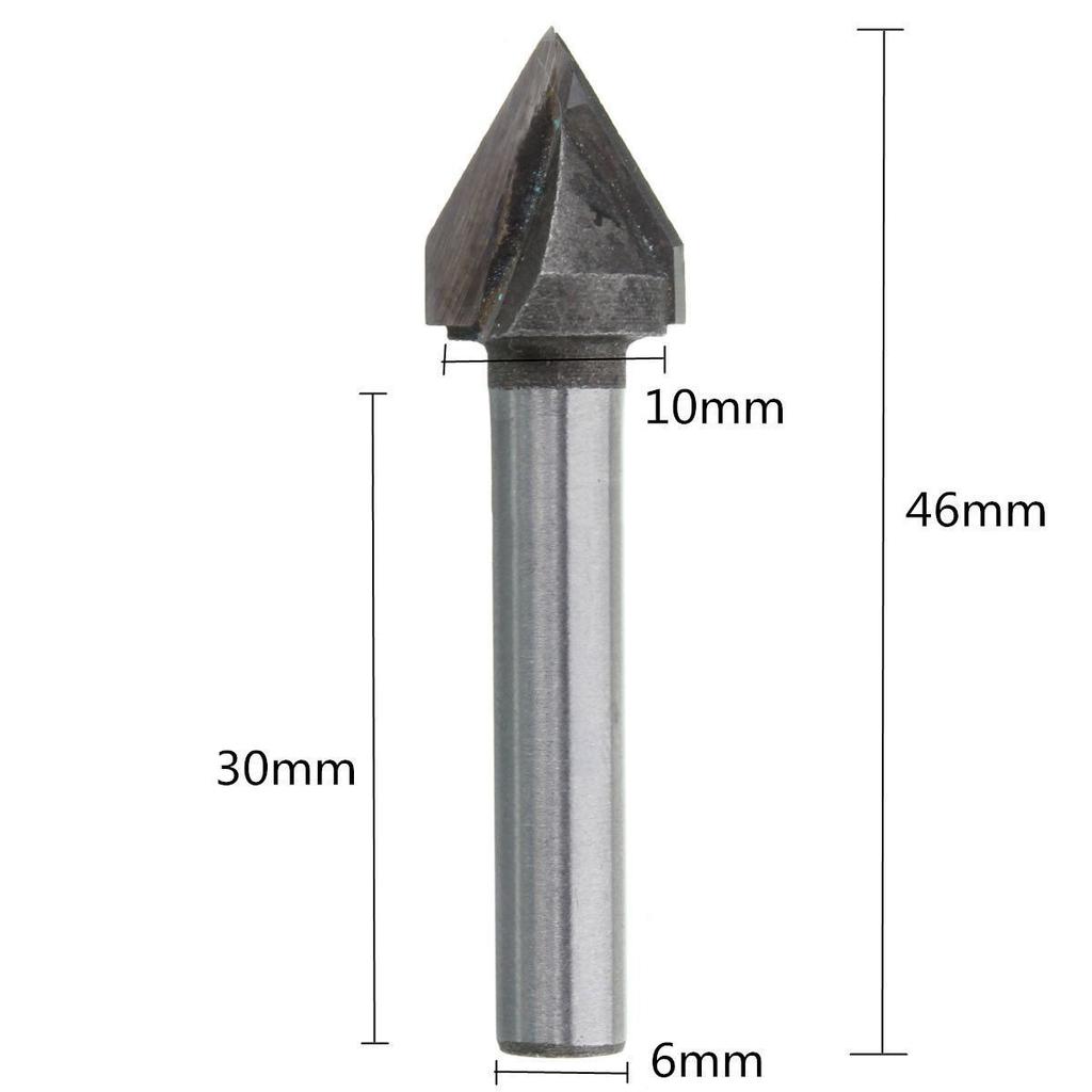 CNC 60°60 Degree Router Engraving,WoodWorking V-Groove Bit 6*10mm Cutter Tool