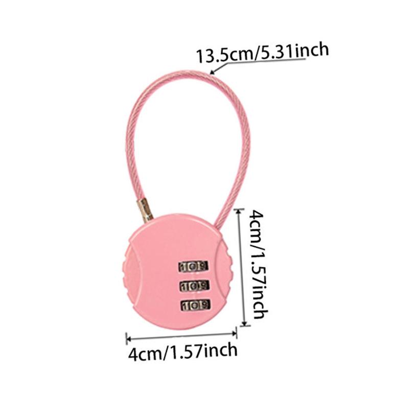 3-Digit Cable Luggage Locks Multifunctional Re-Settable Combination Padlocks Backpack Suitcase Code Locks for School Office