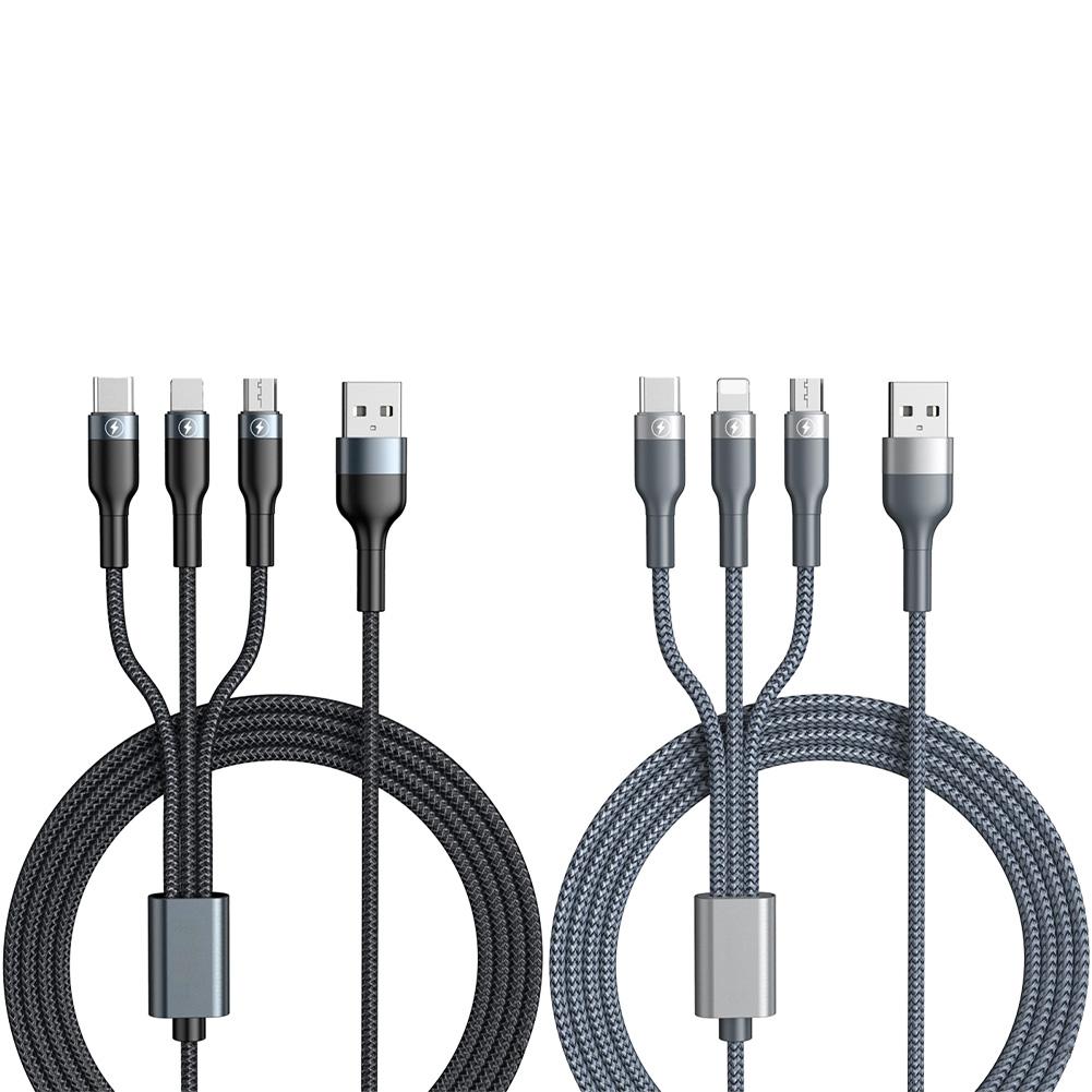 3-в-1 USB-кабель Кабель для быстрой зарядки Мультизарядный шнур USB-адаптер Плетеный провод Для мобильного телефона Планшета Ноутбука