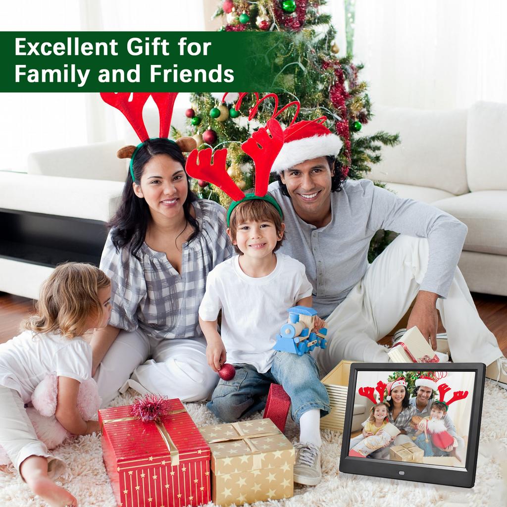 Andoer 10.1 Inch Digital Photo Frame Desktop Electronic Album 1280*800 IPS Screen Supports Photo/ Video/ Music/ Clock/ Calendar Function